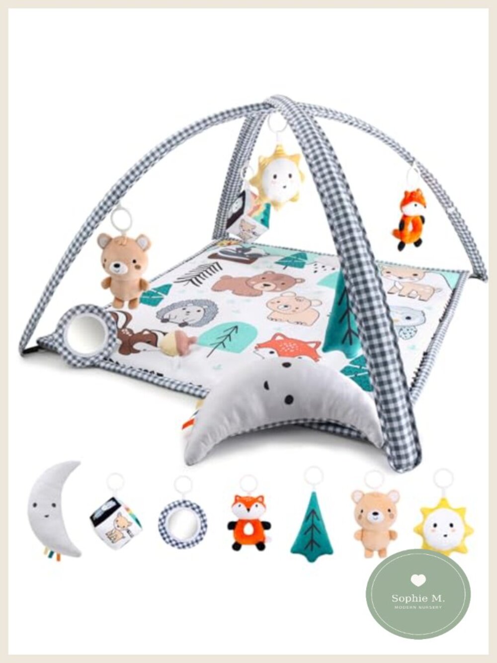 Unisex Baby Play Gym 7-in-1 Play Mat Tummy Time Woodland Activity